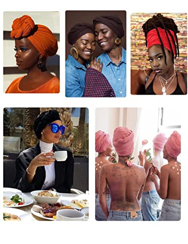 Nonbongoy Head Wraps for Black Women 71"x32" Long Soft Jersey Hijab Turban - color: 1- Turquoise Headwrap