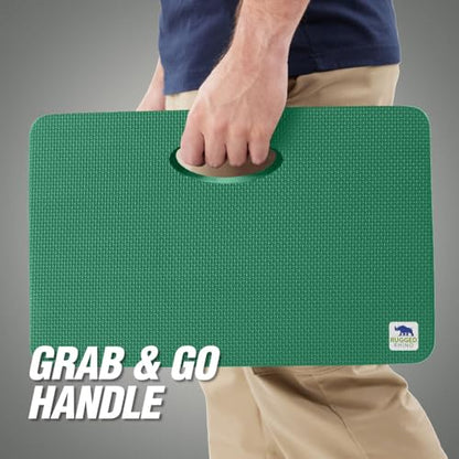 RUGGED RHINO Heavy Duty Patent Pending Kneeling Pad, Shock Absorbent Thick Knee Pads, Holds Up to 300 lbs, Protect Knees from Hard Concrete Surfaces, For Mechanics, Yard Gardening, Gym, Pine Green - color: Pine Green