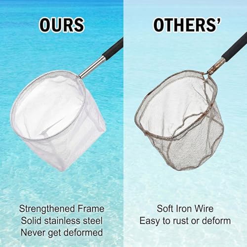 2Pcs Aquarium Shrimp Net, 3.3In Stainless Steel Fish Nets for Aquarium Small Fish Tank Shrimp Net Debris Cleaning Tool with Extendable Handle for Shrimps Baby Fishes Food Residue Skimming