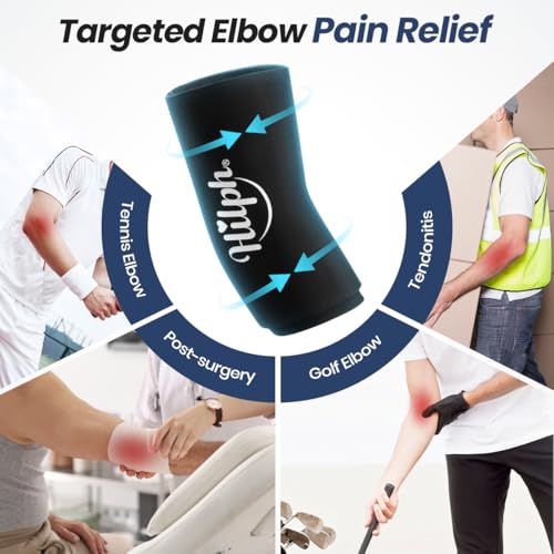 Hilph Elbow Ice Pack Wrap, Multi-Use Ice Sleeve for Elbow Arm Knee, Medium | Reusable, Flexible Gel, Cold Compression, Tennis Elbow Golfers Arm Tendonitis Pain Relief, Muscle Relaxation, Sports Recovery - size: Medium, style: Black