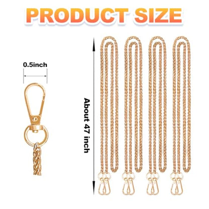 ELANE 4 Pack Purse Chain Strap，47 inch Purse Straps Replacement Crossbody Purse Chains for Handbags DIY - color: S-light Gold-4 Pack