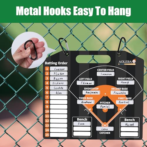 AOLEBA Baseball Lineup Board for Dugout,Dry Erase Magnetic Metal Baseball Clipboard for Coaches - style: Horizontal - Black