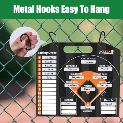AOLEBA Baseball Lineup Board for Dugout,Dry Erase Magnetic Metal Baseball Clipboard for Coaches - style: Horizontal - Black