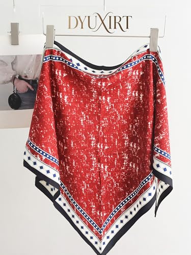 Triangle Shawls Scarf Head Hair Neck For Women Scarves Fashion Silk Feeling Lady Lightweight 51 * 23.6inch - color: K14-red Fragmented Star River（51*23.6inch）