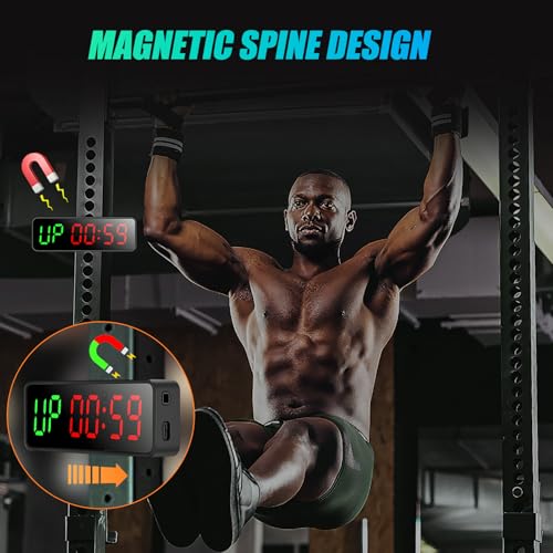 Small Gym Timer Clock Stopwatch Workout Interval Timer with Built-in Powerful Magnet, Large LED Digital Display, Home Accessories Countdown Clock for Home Gym Garage Crossfit Schools (Black) - color: Black