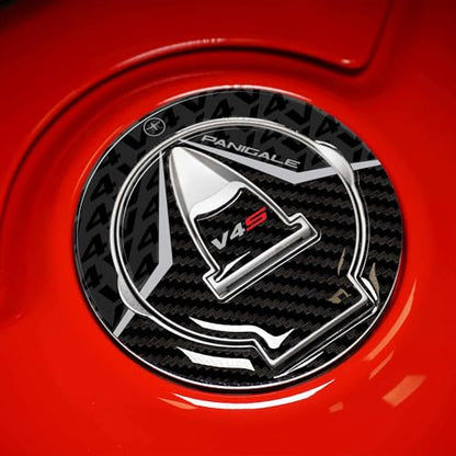 labelbike 3D Motorcycle Tank Cap Sticker compatible with DUCATI | Panigale V4S 2025, Resin Protection, Anti-scratch, Decoration, Carbon