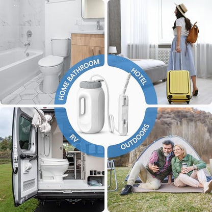 SPACEREST Portable Bidet for Home & Hotel use, Travel Bidet with Adjustable High Pressure & Flush Angle, IPX7 Waterproof, 1600mAh Electric Bidet for Women & Men with 2.5L Reservoir