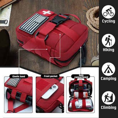 Upgrade Molle Rip Away Ifak Pouch, Tactical Small Belt First Aid Pouch Medical Utility EMT Pouch Only - color: Upgrade - Red