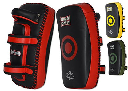 Elite Curved Leather Muay Thai Pad 2.0 - color: Red/Black