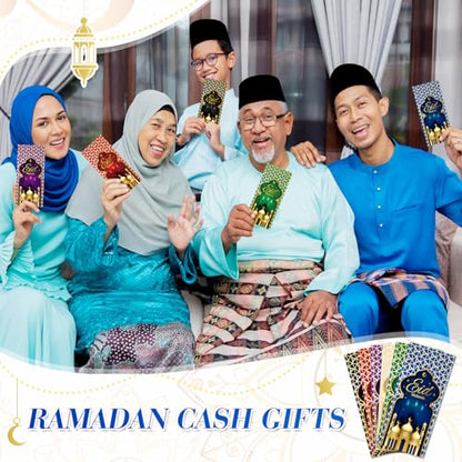Zhanmai 36 Pcs Eid Mubarak Money Envelopes 7 x 3.15 Inch Ramadan Cash Gift Card Holders Eid Gold Foil Greetings Pockets for Eid Holiday Party Supplies Celebrations Decorations (Vertical) - style: Vertical