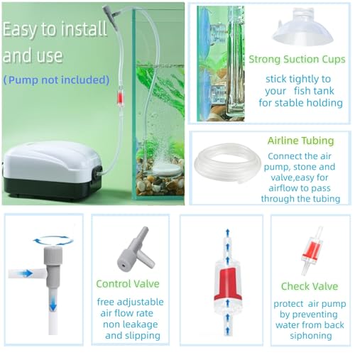 AQUANEAT Aquarium Air Stone Disc, 2 Inch Nano Bubble Stone Kit Quiet Dissolved Oxygen Diffuser with Accessories tubing and valves for Small Fish Tank - size: 2 inch