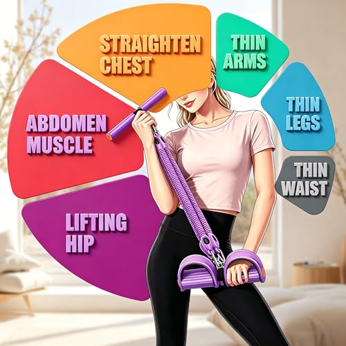 Bands for Foot Pedal Resistance Band with Handles Sit up Exercise | Adjustable Multifunction Bands, for Home Yoga Workout Fitness/Abdomen Waist Arm Leg Strength Slimming Training Bodybuilding