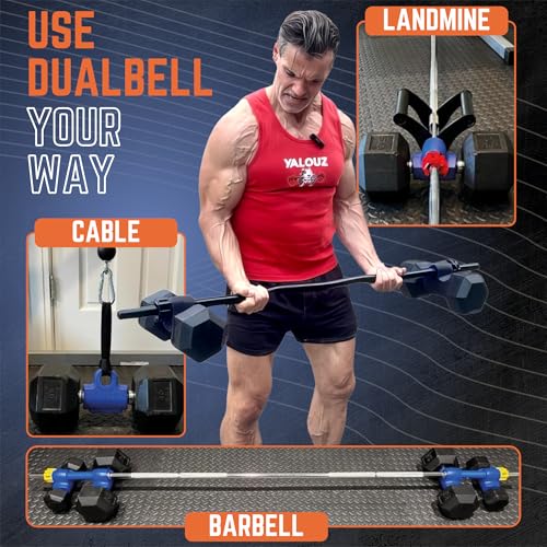 Dumbbell Converter- for 1" bars Superset Dumbbell to Barbell Adapters- hold up to 500lbs- Converts dumbbells for use on 1" diameter barbell - color: Blue Superset w/black weight collars (for 1" bars)