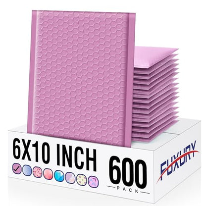 Fuxury Bubble Mailers 6x10" Pinkish Purple Padded Envelopes 600 Pack Bulk | Usable Size 6x9" Self Seal Mailing Envelopes Bubble Padded Shipping Bags for Mailing Jewelry, Makeup,Small Business #0 - color: Pinkish Purple, size: 6x10" 600PC