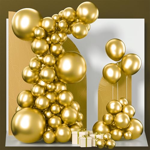 PartyWoo Gold Balloons 100pcs Different Sizes of 18 12 10 5 Inch - color: Gold-g101, size: 5/10/12/18 inch