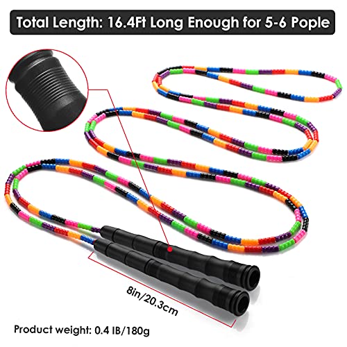 Double Dutch Jump Rope Long Jump Rope 16 FT 1 Pack/2 Pack, Adjustable Soft Beaded Diy Jump Rope for Kids Adult Long Enough for 5-6 Jumpers - color: Black-2 Pack