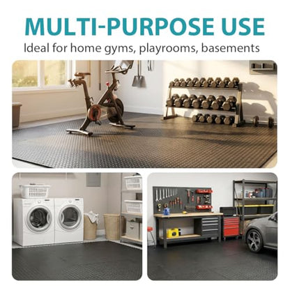 24 Tiles Interlocking EVA Foam Floor Tiles, Puzzle Exercise Mat, Home Gym and Garage Workout Mat, Black, 20 in x 20 in x 0.39 in, 64 Sq Ft (24, Black) - color: Black