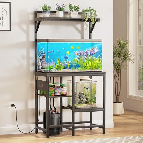 29 Gallon Fish Tank Stand for Standard & Breeder Tanks | Fits 20 & 29 Gal Long, Tall & Breeder Tanks for Aquarium, Reptile Terrarium & Turtle Tank, Top Shelf, 30.7"L x 15.3"W, Black - size: 20-29 Gallon