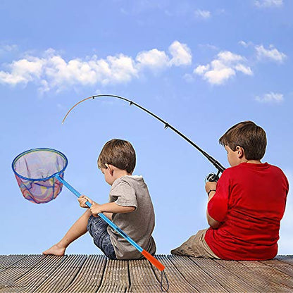 Kids Fishing Net - Telescoping Bait, Minnow, and Butterfly Net With 11.4" Depth, Handle Extends to 30" for Easy Catch and Release - color: blue 1pack