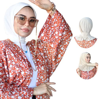 para life Snap Hijab for Women, Breathable Instant Hijabs|Standard Size Stretchable Cotton Sandy|Jersey Undercap - color: White