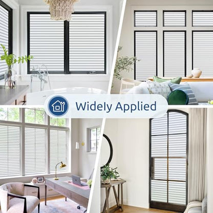 rabbitgoo Frosted Glass Window Privacy Film, Blinds Pattern, 23.6" x 157.4" | Faux Blinds Effect, All Day Bathroom Privacy Shield, Opaque Frosted Cover, Sun UV Blocking, Static Cling, for Home, Office - color: Blinds-liked, size: 23.6" x 157.4"