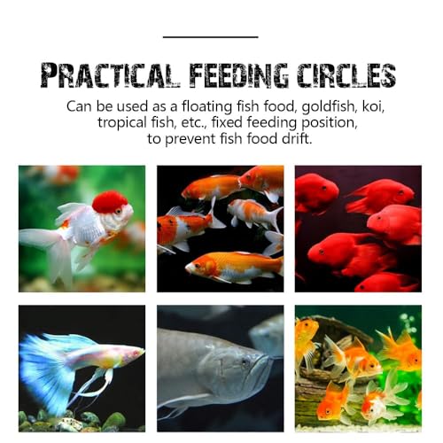 Fish Feeding Ring, Fish Safe Floating Food Feeder Circle Blue, with Suction Cup Aquarium, Square and Round Shape Fish Tank Towels - for Guppy, Betta, Goldfish, Etc (1 Circle) - color: black round