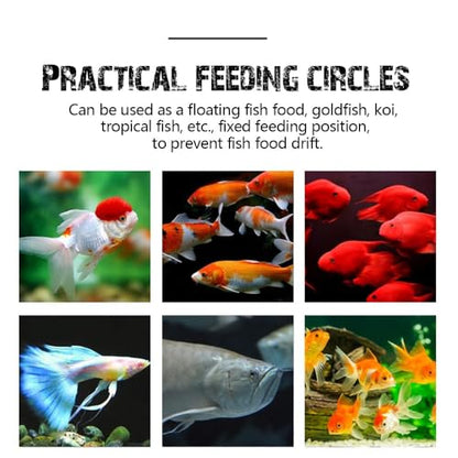 Fish Feeding Ring, Fish Safe Floating Food Feeder Circle Blue, with Suction Cup Aquarium, Square and Round Shape Fish Tank Towels - for Guppy, Betta, Goldfish, Etc (1 Circle) - color: black round