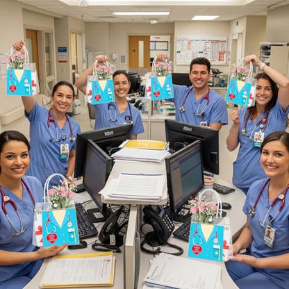 Aliceset 24 Pcs Nurses Week Gift Bags Bulk Clear PVC Thank You Nurse Gift Bags with Handles for Nursing Graduation Hospital Staff, Medical Assistant Appreciation CNA Week, 6.31"x 5.91"x 3.15" - style: Thank You Nurses