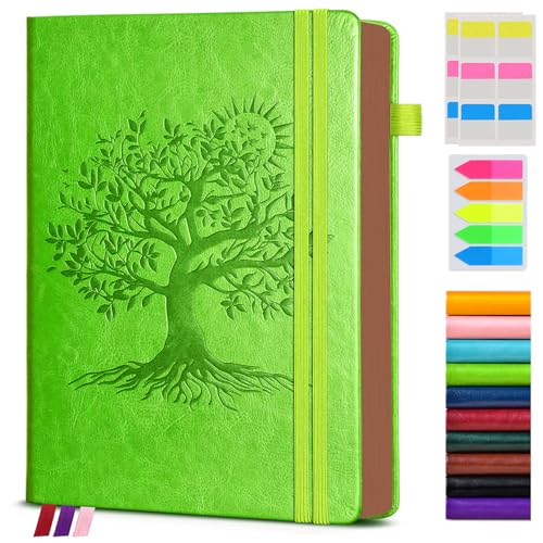 PAIBAS Vintage Leather Journal with 300 Numbered Pages,B5 Lined Journal for Men Women,Daily Journals for Writing,College Ruled Notebook for Work,School,Note taking,Travel Diary,Large (7" x 10") - color: Light green, size: B5 (7in x 10in)