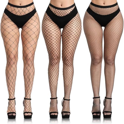 Black Fishnet Stockings for Women, Fishnet Tights Plus Size One Size Fit All - color: Black, size: Queen