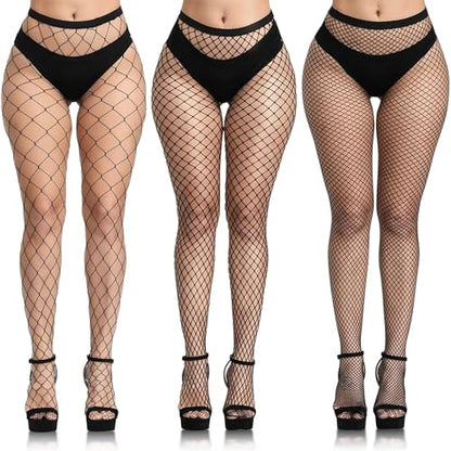 Black Fishnet Stockings for Women, Fishnet Tights Plus Size One Size Fit All - color: Black, size: Queen