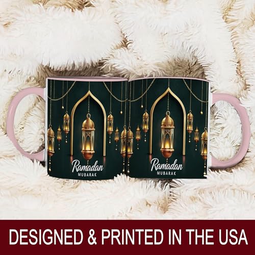 Golden Lantern Ramadan Mug, Islamic Coffee Mug, Ramadan Mubarak Gift, Muslim Tea Cup, Eid Celebration Drinkware, Elegant Islamic Decor, Gold Hanging Lanterns, Ceramic Cup for Home and Office