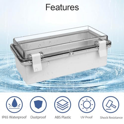 ABS Plastic Dustproof Waterproof IP65 Junction Box Hinged Shell Universal Electrical Project Enclosure Gray, with PC Transparent Clear Cover 7.9 x 3.9 x 2.8 inch (200 x 100 x 70mm) - size: 7.9" x 3.9" x 2.7" (1pc)
