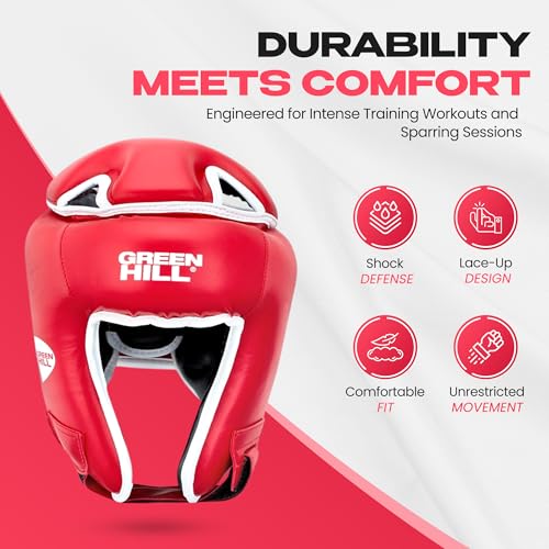 Boxing Headgear for Men and Women MMA Headgear Muay Thai Head Gear – Sparring Gear, Professional Training Headgear Head Guard Win from Green Hill - size: Large