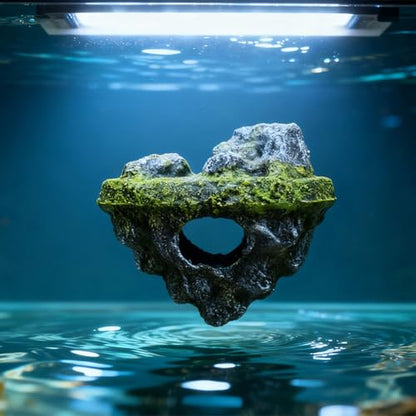 Aquarium Floating Island Decorations,Floating Fish Tank Decorations,Fisherman Aquarium Decor Island,for Betta Fish, Guppies, Goldfish, Shrimps, and Hermit Crabs