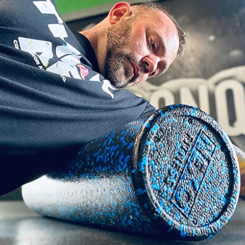 High-Density Round Foam Roller for Muscle Soreness Recovery, Exercise, Massage - 18", 24", 36" Blue Fleck (36 Inch) - size: 36 Inch