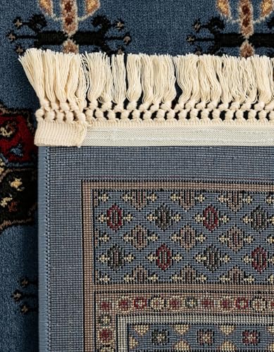 Rugs.com Bokhara Collection Rug – 6 Ft Runner Blue Medium-Pile Rug Perfect for Hallways, Entryways - color: Blue, size: 2' x 6' Runner