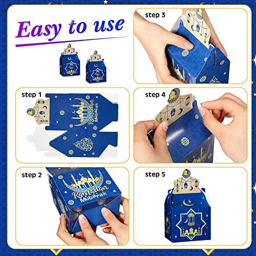 24 Pieces Eid Mubarak Treat Boxes Eid Mubarak Goodie Gable Boxes Ramadan Mubarak Favor Boxes Ramadan Kareem Treat Boxes for Eid Party Decoration Supplies Snack Sugar Chocolate Goodie Toy