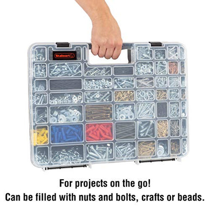 Stalwart - 75-ST6073 Portable Storage Case with Secure Locks and 55 Small Bin Compartments for Hardware, Screws, Bolts, Nuts, Nails, Beads, Jewelry and More by Black - size: 55 Bin
