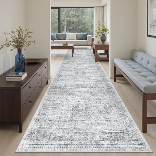 Soalmost Washable Hallway Runner Rug 3x10 Kitchen Entry Rugs Non-Slip, Grey - color: Grey, size: 3' x 10' (Runner)