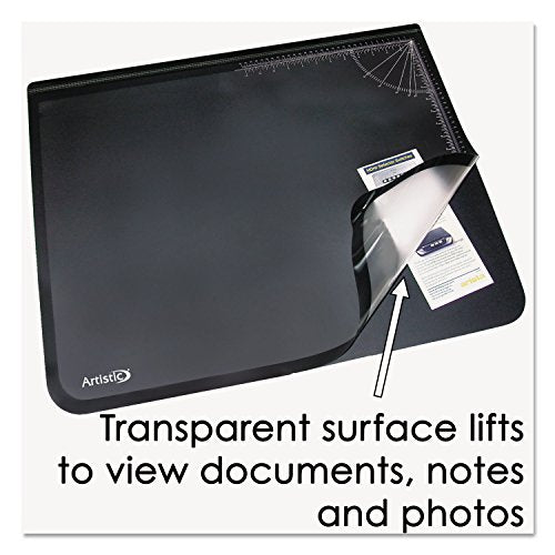 Artistic 41200 Office Products 20" x 31" Logo Pad Lift-top Desktop Organizer Desk Mat, Black/Clear - size: 20" x 31"