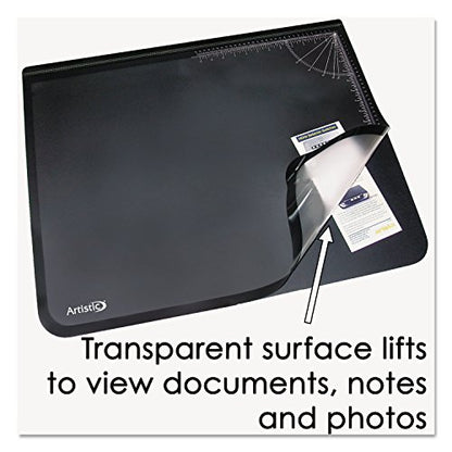 Artistic 41200 Office Products 20" x 31" Logo Pad Lift-top Desktop Organizer Desk Mat, Black/Clear - size: 20" x 31"