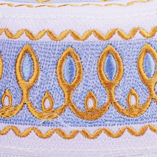 RUIXIA Men Boys Muslim Prayer Kufi Hat Skull Cap Embroidery Islam Kufi Headware takke Praying Beanie Hat Kofia Topi Hat - color: Blue/White--kids 7-10yrs