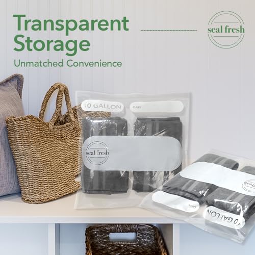 Seal Fresh 10 Gallon Large Plastic Storage Bags – 24" x 24" (15 Count) – Reusable XXL Extra Large Clear Jumbo Zip Bags with Sealable Zipper Top For Clothes, Travel, Moving - size: 10 Gallon - 15 Pack
