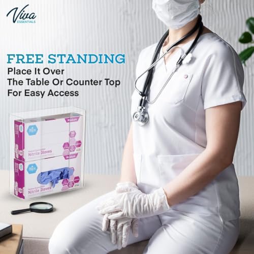 AdirMed VivaEssentials Double Glove Box Holder, Wall Mount or Free Standing Clear Acrylic Glove Holder - color: Clear, style: Double Box Capacity