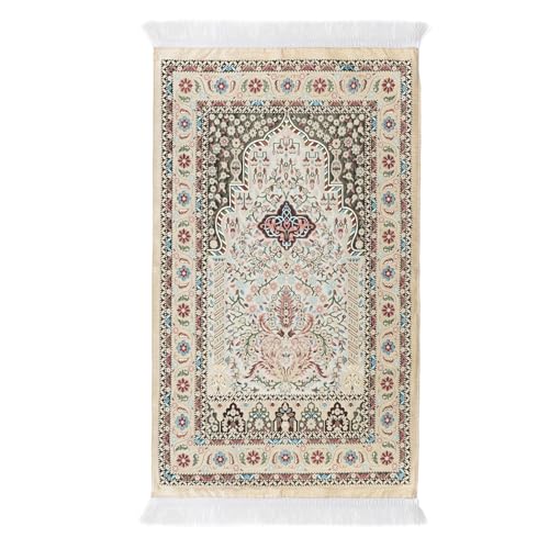 Islamic Prayer Rug, Thick Ramadan Gift - Pocket Mat for Men & Women, Muslim Gifts (Powder) - color: Powder