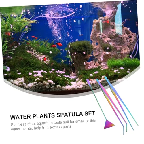 Happyyami 3pcs Stainless Steel Aquascaping Tool Set Straight Curved Tweezers Spatula for Aquarium Plant Care for Fish Tank Cleaning Maintenance