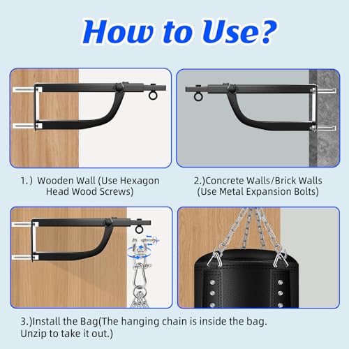 Hanging Punching Bag for Adults with Adjustable Boxing Wall Mount and Boxing Gloves, Wall Punching Bag Boxing Set for Home Gym Training Muay Thai MMA