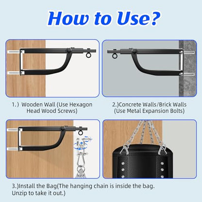 Hanging Punching Bag for Adults with Adjustable Boxing Wall Mount and Boxing Gloves, Wall Punching Bag Boxing Set for Home Gym Training Muay Thai MMA