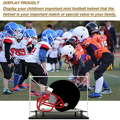 Mini Helmet Display Case,Self-Assembly Clear Acrylic Football Mini Helmet Display Box Protection Holder Dustproof Sports Collectibles Storage Showcase - size: 8x6x7 inch